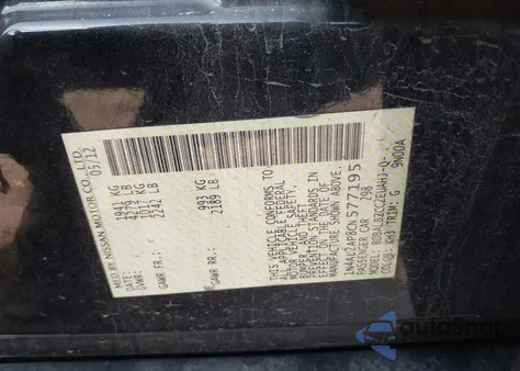 2012 Nissan Altima 2.5 S z USA, uszkodzony, nr VIN 1N4AL2AP8CN577195